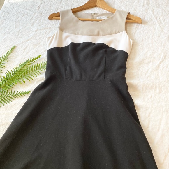 Calvin Klein Black and Cream Midi Dress - Picture 5 of 8